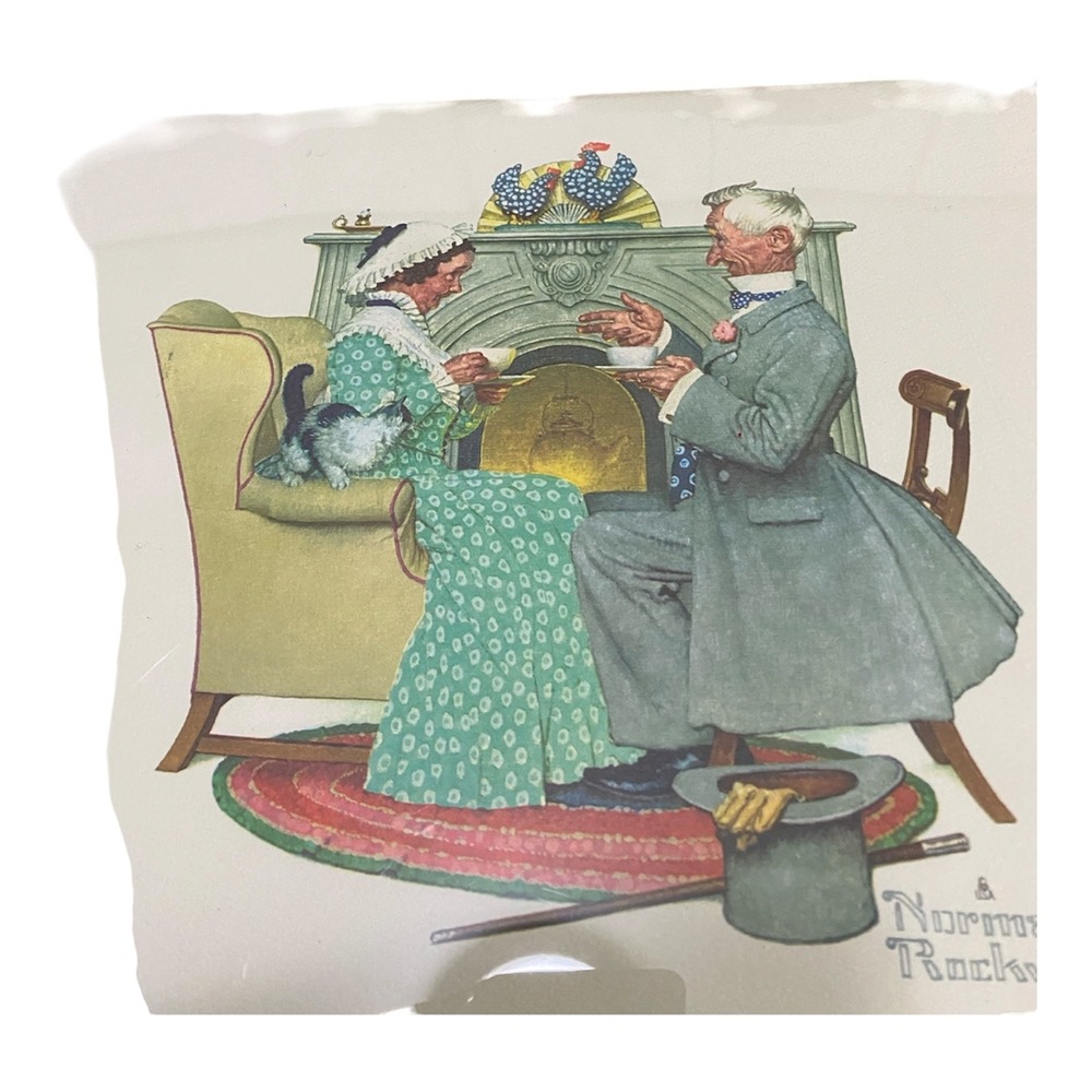 Norman Rockwell Tea for Two Framed Art Print Black Frame Americana Decor 12x15 - Picture 2 of 5